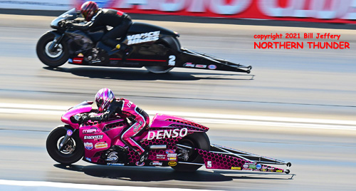 PSM - Angie Smith (near lane) vs Eddie Krawiec 
(far lane)